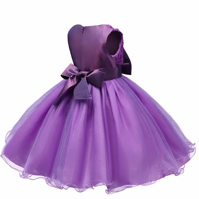 O-neck Sleeveless Bow Floral Waist Princess Flower Girl Party Dress