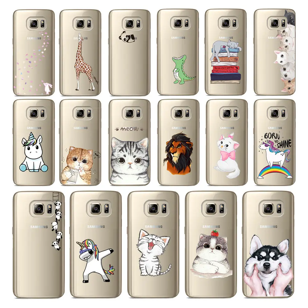 Smart Back Protective Phone Case FOR Samsung S5 S6 S7 S8 S9 Clear painted edge Soft TPU Plus |