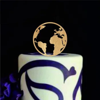 

Travel Themed Wedding Cake Topper Earth World Map Cake Topper Rustic Wedding Decor Mariage Centerpieces