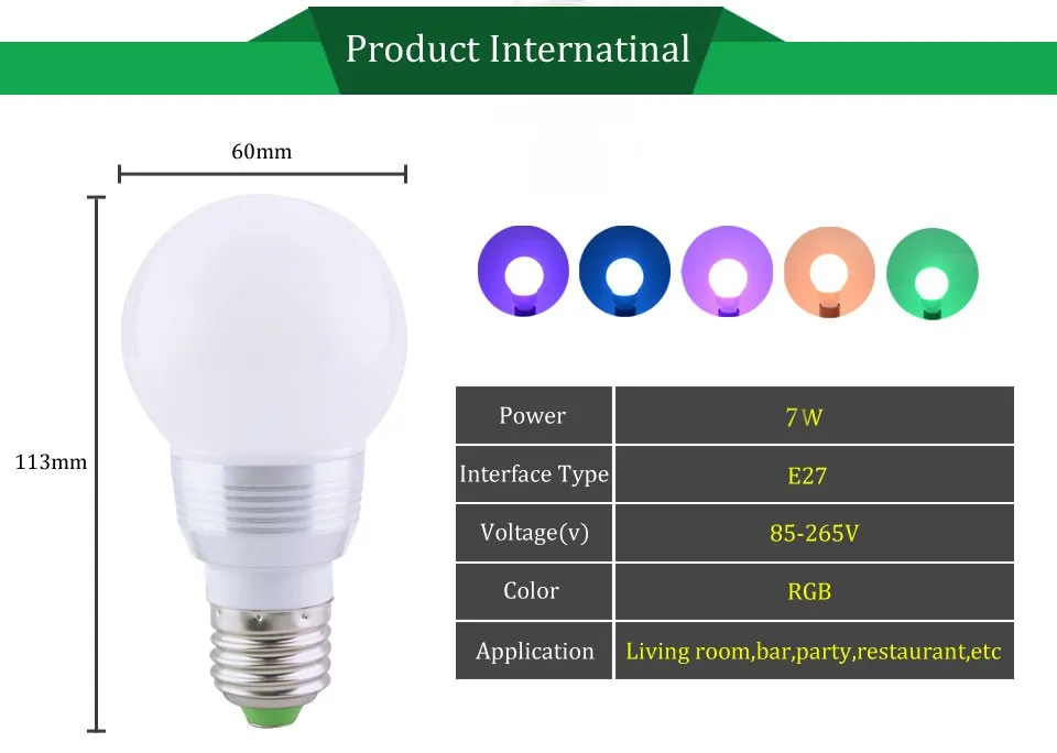 Светодиодный RGB лампа E27 E14 GU10 85-265V MR16 12V светодиодный сменный RGB светильник 3 Вт 5 Вт 7 Вт волшебный праздничный светильник ing+ пульт дистанционного управления