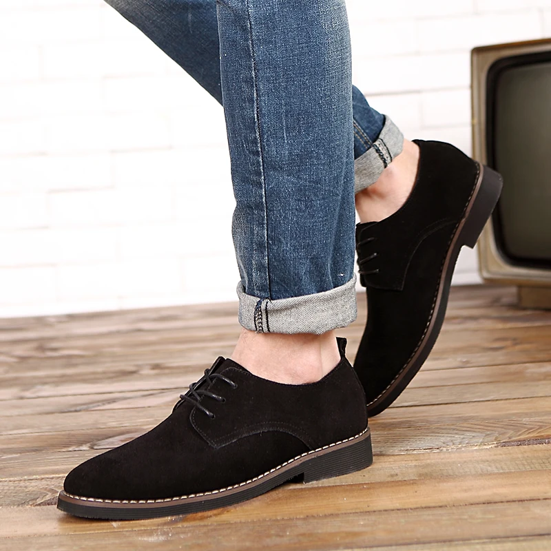 Misalwa/Мужская обувь с перфорацией типа «броги», повседневная обувь из замши, черная, коричневая, мягкая, 2019, большие размеры, оксфорды
