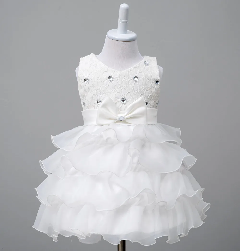 Платье без рукавов для маленьких девочек возрастом от 0 до 2 лет платья в стиле Лолиты с круглым вырезом для девочек, однотонные платья с блестками и поясом в цветочек для маленьких девочек - Цвет: Drill white