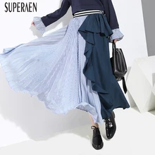 SuperAen модная женская плиссированная юбка осень и зима Новая повседневная дикая дамская юбка высокая талия шифон юбка Европа