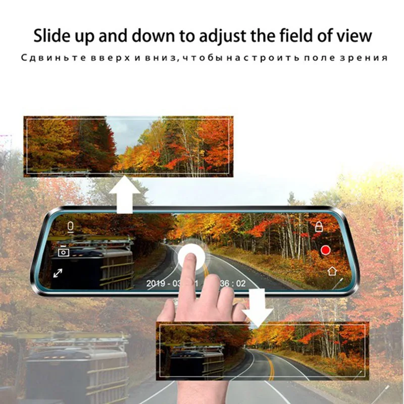 TAVIN с двумя объективами Автомобильный видеорегистратор Зеркало заднего вида видеорегистратор с разрешением Full HD 1080P 10 дюймов серсорный экран регистратора, видеозаписывающее устройство с ночным видением Камера