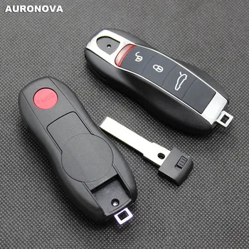 

AURONOVA New Key Shell for Porsche Macan 911 Boxster Caynne Panamera 3+1 Buttons Remote Car Key Case With Uncut Blade