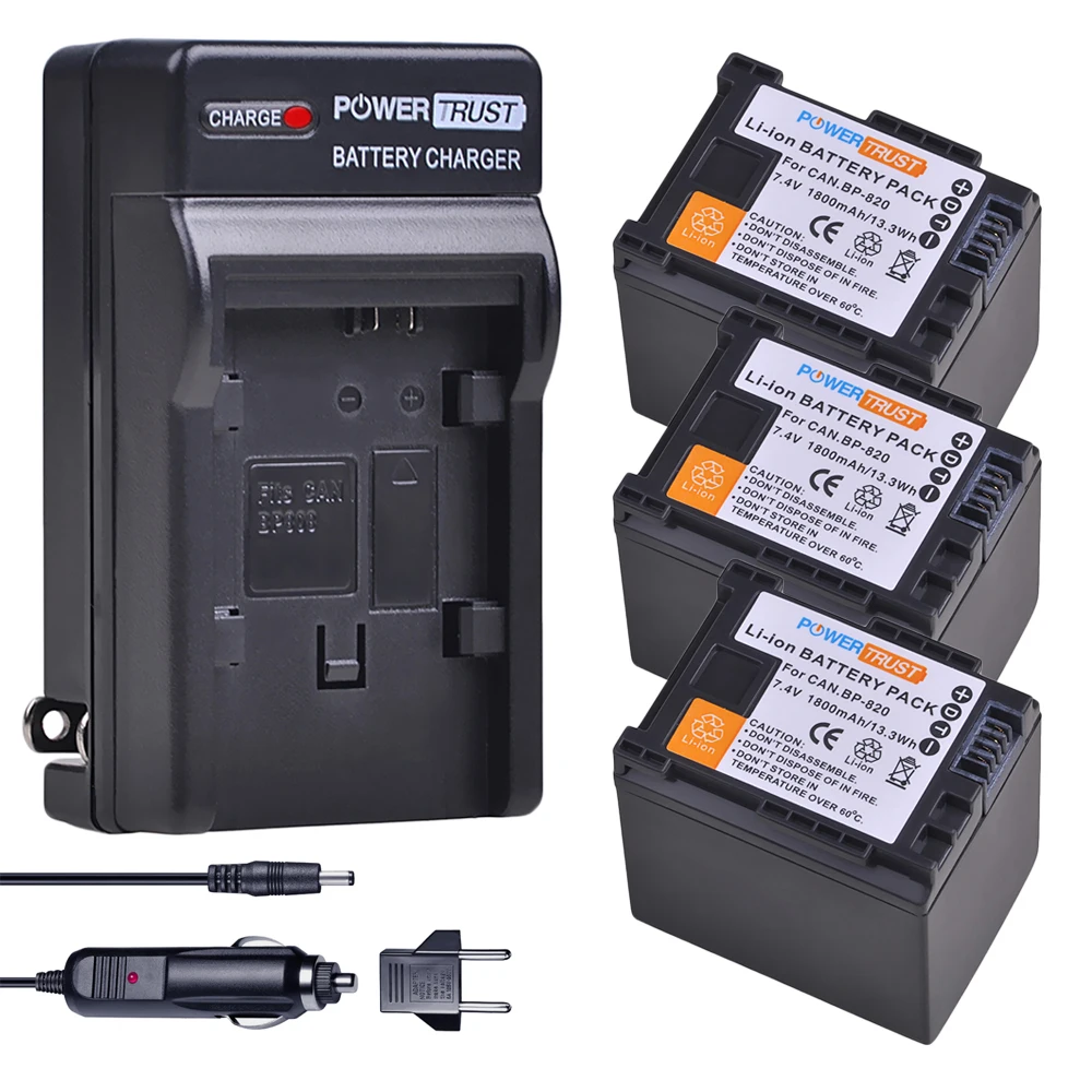 3X1800 Mah Bp-820 Bp 820 Bp820 Batteria E Caricabatteria Kit Per Canon Bp-820 E Canon Legria Hf G30, Xa20, Xa25, Xa30