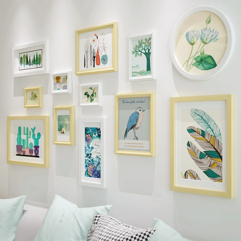 

INKANEAR Creative Beautiful Fashion Painting Nautical Style Photo Frame Set Solid Wood Home Decor Wall Decoration DIY HF9094
