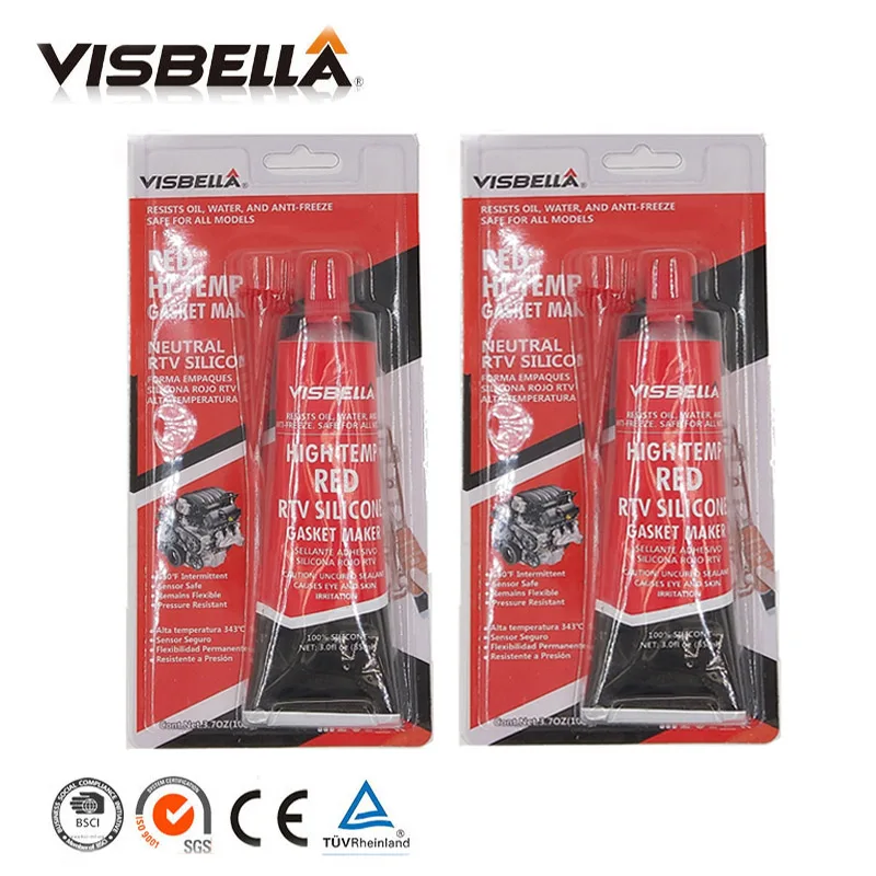 VISBELLA 2 шт. Нейтральный RTV прокладочный герметик 85 г высокотемпературный силикон резиновый влагостойкий клей наполнители клей-герметик - Цвет: red