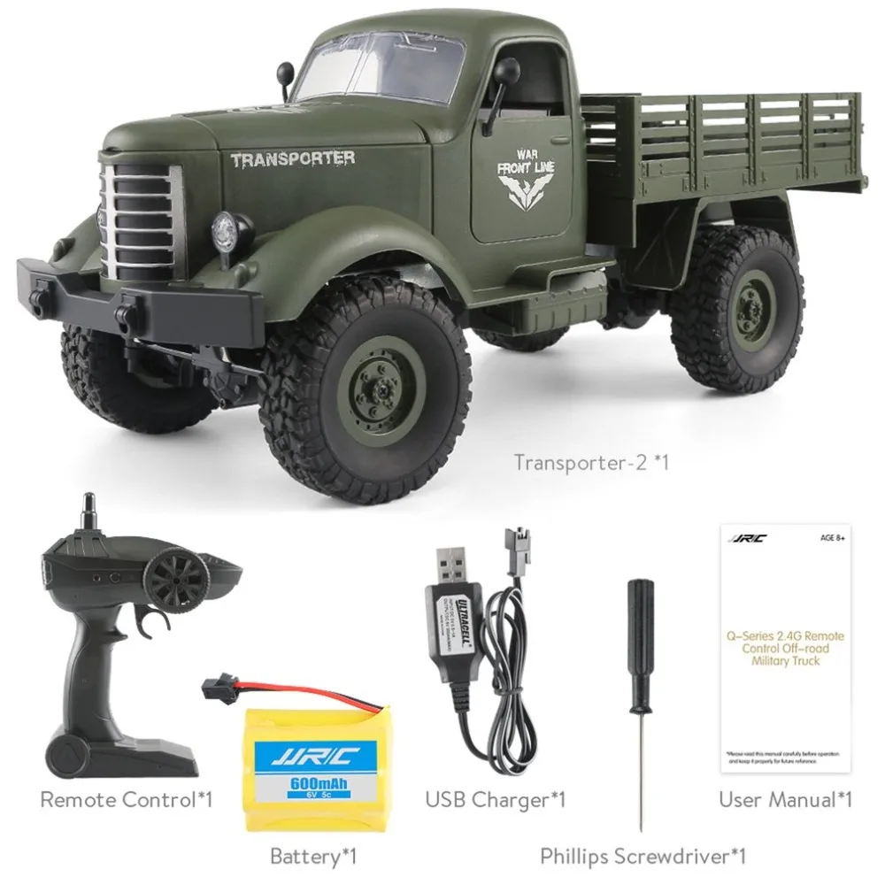 

JJRC Q61 1:16 RC Crawer Car 2.4G Remote Control 4 Wheel Drive Tracked Off-Road Military RC Truck Model Electric Toy for Children