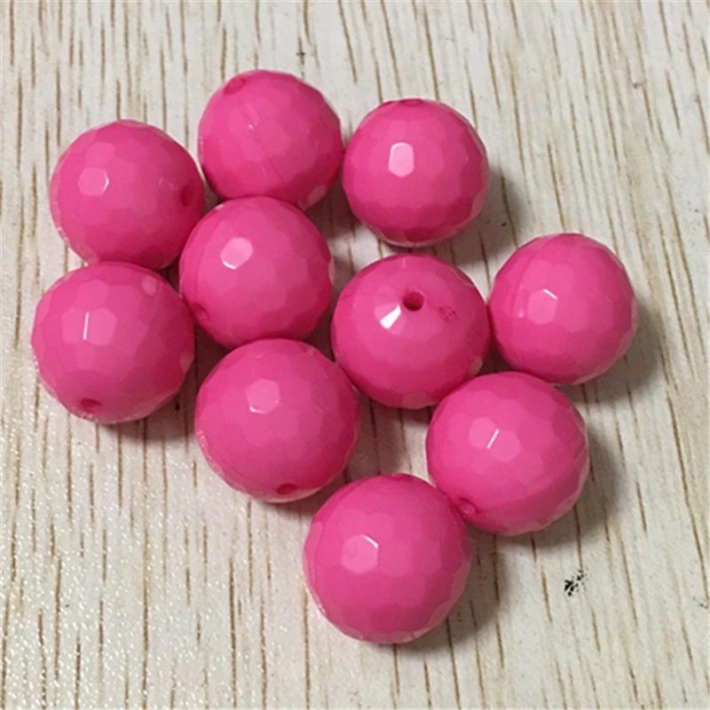 

(choose size) 10mm/12mm/14mm/16mm/20mm light hot pink color chunky solid Faceted Hexagon disco Beads