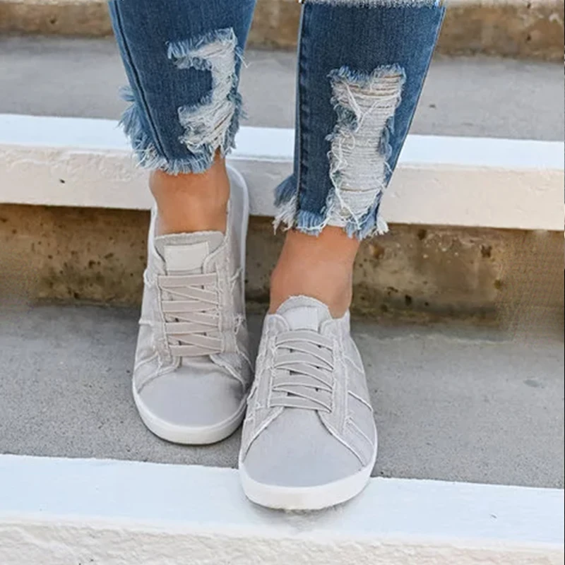 

LASPERAL Torridity Flat Shoes For Women Casual Vulcanize Shoes Sneakers Girls -up Trainers Ladies Plus 43