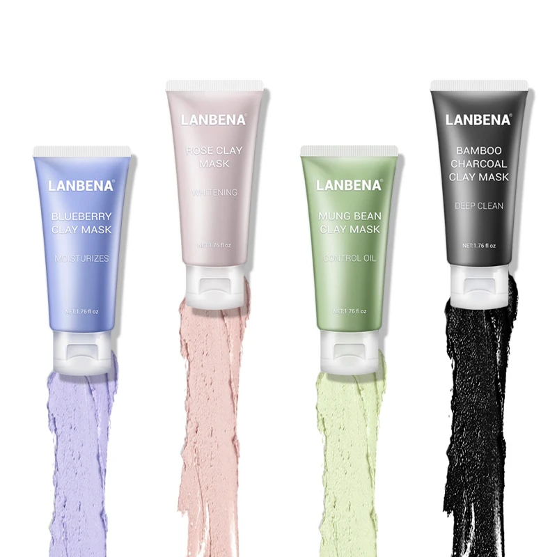 

LANBENA Mung Bean Clay Face Mask+Bamboo Charcoal+Blueberry+Rose Deep Cleaning Remove Grease Shrinks Pores Nourishing Skin Care