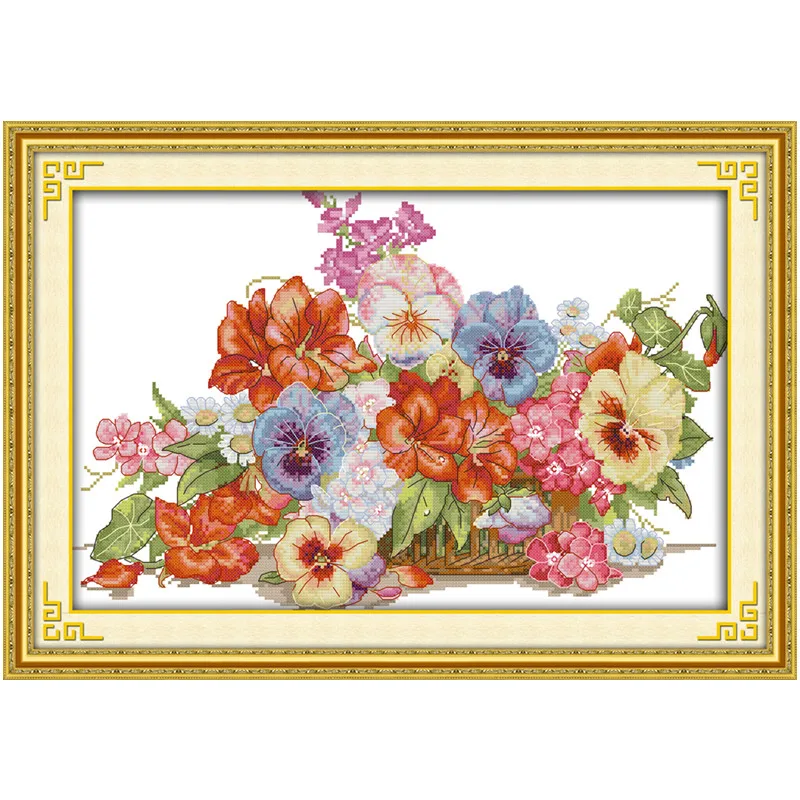 

The Gorgeous Flower Basket Chinese Cross Stitch Kits Counted Cross Stitch Patterns Kit DMC Embroidery Floss Home Decor