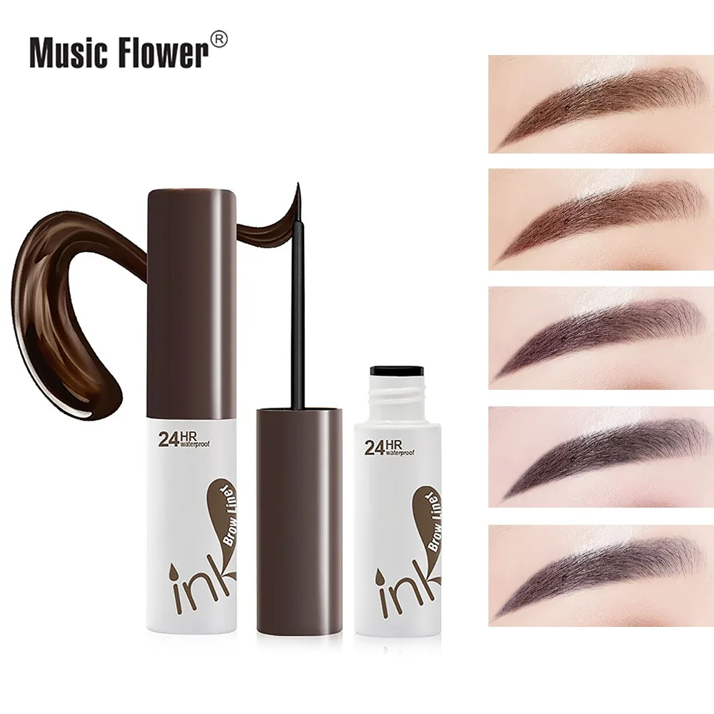 Music Flower 5 Color Liquid Brow Liner Eyebrow Gel Tattoo Eye Brow Tint Waterproof 24H Long Lasting Dye
