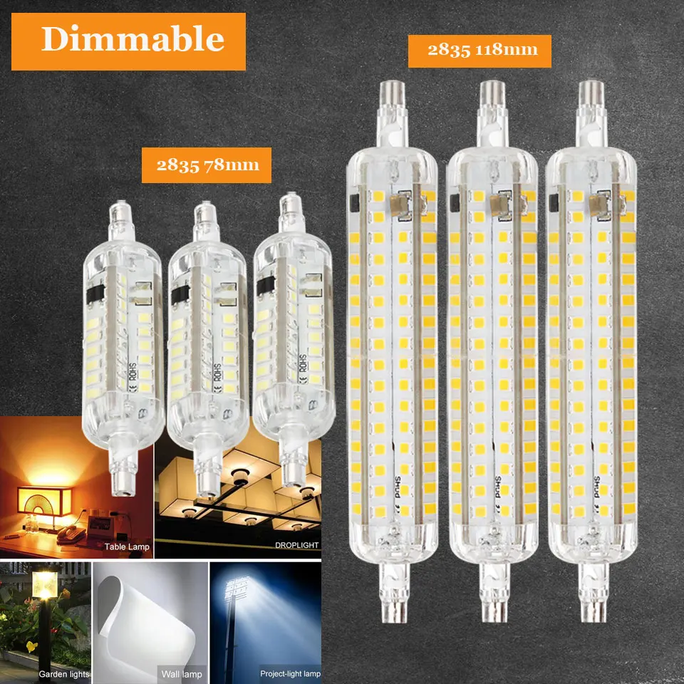 

Dimmable Led R7S Light Bulb 10W 15W 78mm 118mm Silicone R7S Led Lamp SMD2835 Lampada Led Replace Halogen Floodlight 220V