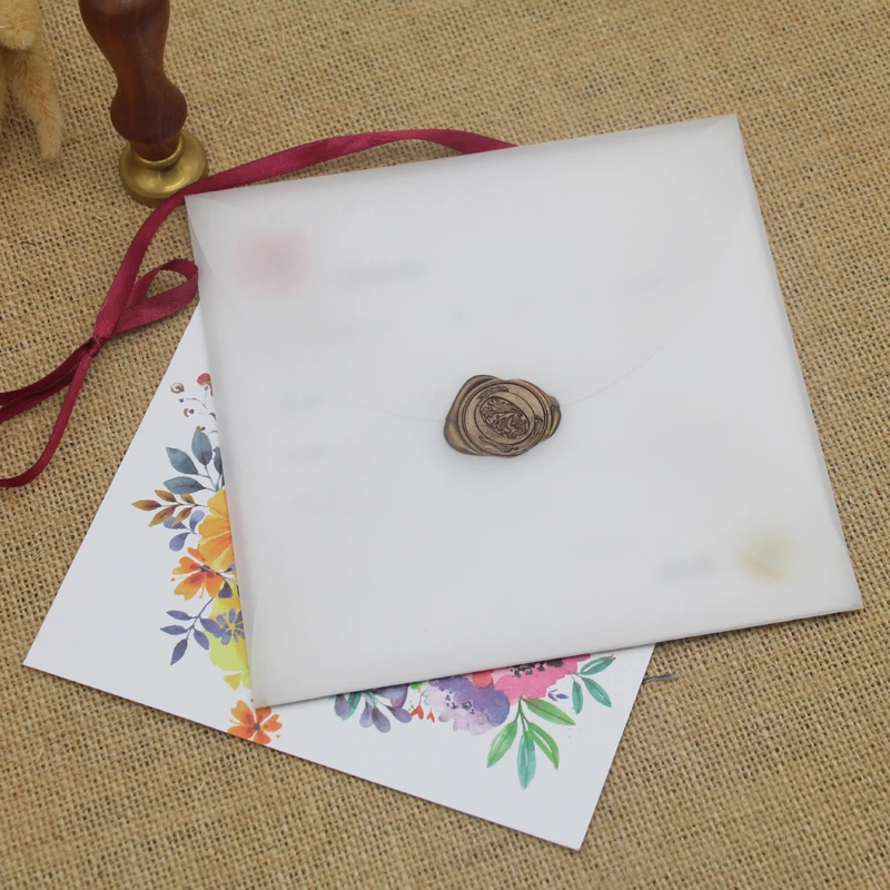 

Special order 200pcs 16*16cm Square Translucent White Parchment Paper Invitation Envelope