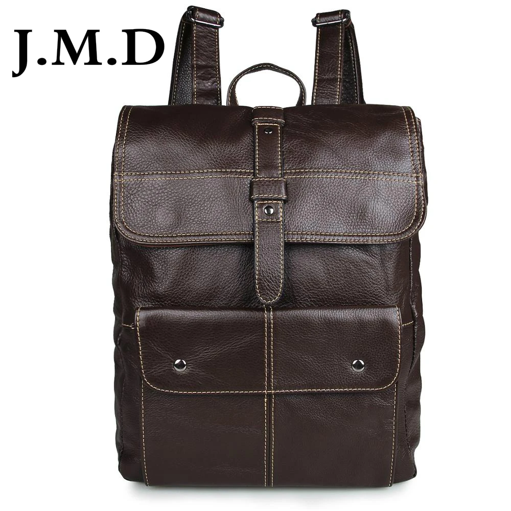 J.M.D 2017 New Arrival 100% Classic Leather Travel Bags Cowboy Genuine Leather Men's Trendy Backpacks Shoulder Bag 7335