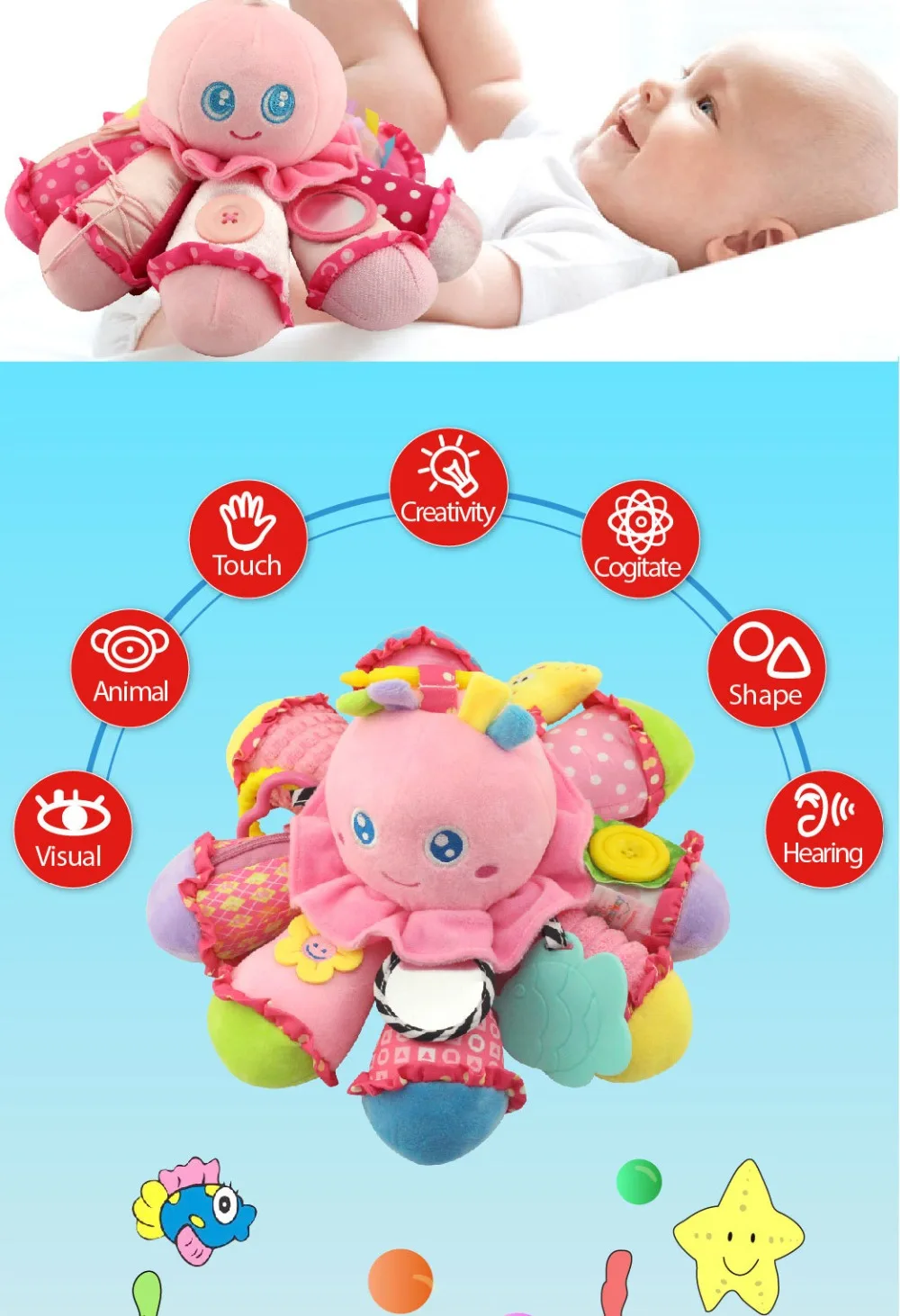 Для новорожденных Колыбель подвесная Животные Мягкий хлопок игрушки для детей возрастом до 2 лет Детские
