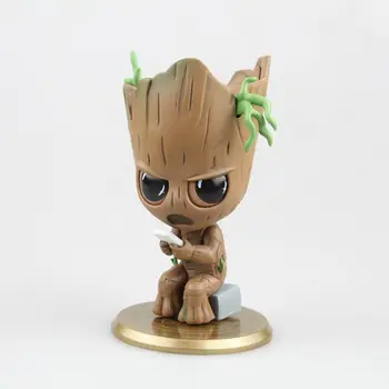 

Marvel Guardians of The Galaxy Avengers Cute Baby Groot Tree Man with Bobble Head Action Figure Toys