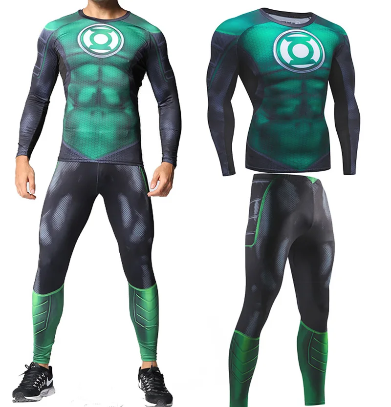 Green Lantern Workout Fitness Gym Tracksuit Sportswear Shirt And Long Pants Green Lantern Workout Fitness Gym Tracksuit Sportswear Shirt And Long Pants