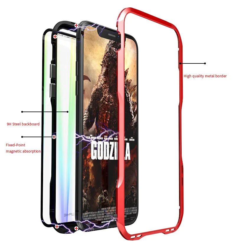 Magnetic Adsorption For iPhone XS Max Case Metal Hard Stained Glass Back Sheet Aluminum Frame Coque for iPhoneX XR Magnet |