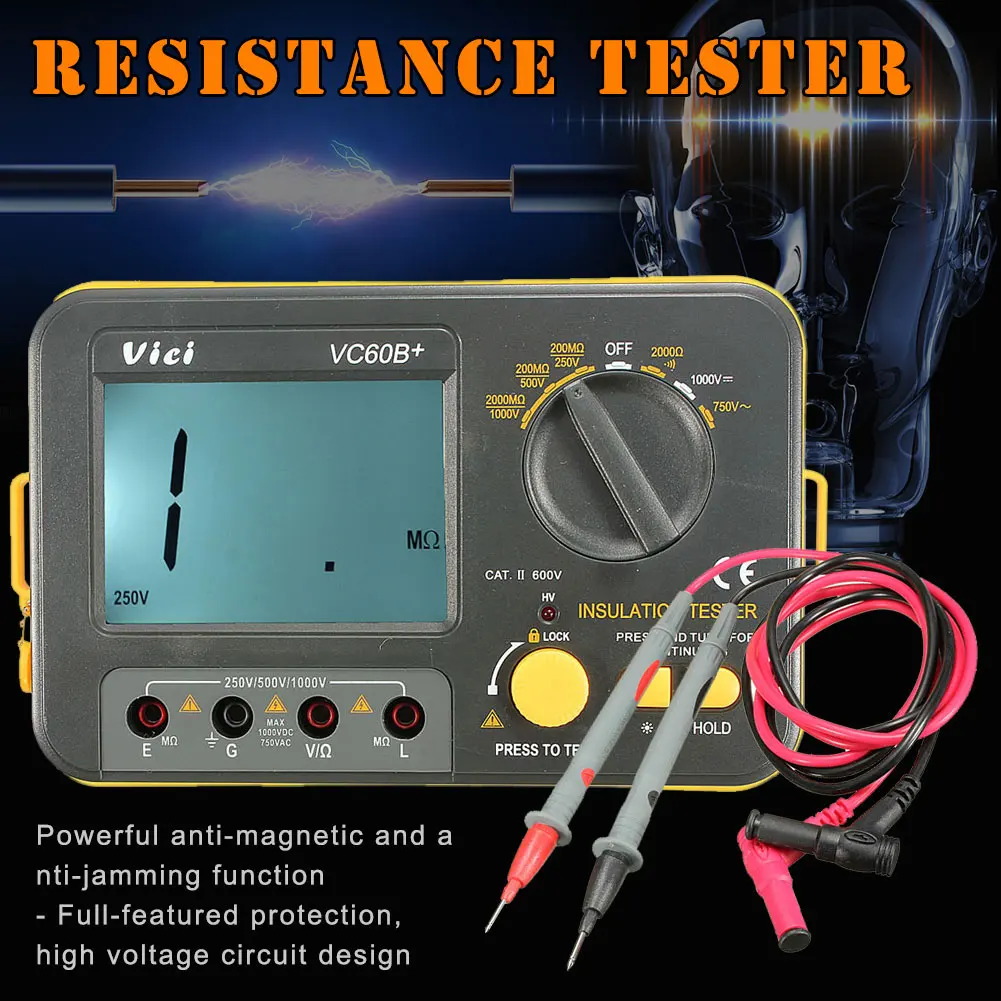 

Digital Insulation Resistance Tester Megger MegOhm Meter 250V 500V 1000V WWO66