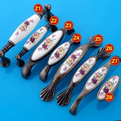 2 шт. винтажные бронзовые керамические дверные ручки шкаф выдвижные Фурнитура