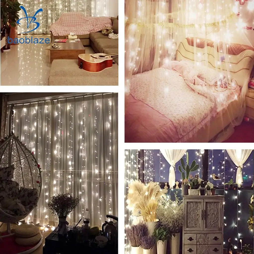 

Baoblaze Portable 304 LED Curtain Light Fairy String Light Home Curtain Decor for Bedroom Weddings Party Gatherings Festivals