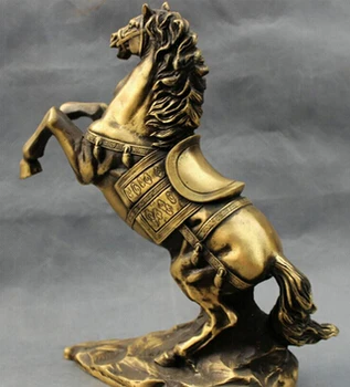 

Copper Brass CHINESE crafts Asian 10 " Folk bronce chino del zodiaco riqueza Up Horse Statue animales escultura