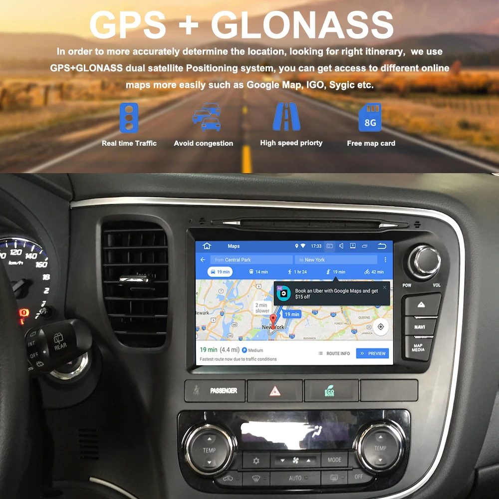 Top Car 2 din android GPS Navi for Mitsubishi Outlander 2014 2015 2016 auto-radio navigation multimedia 4Gb+32Gb PX5 8-Core 1