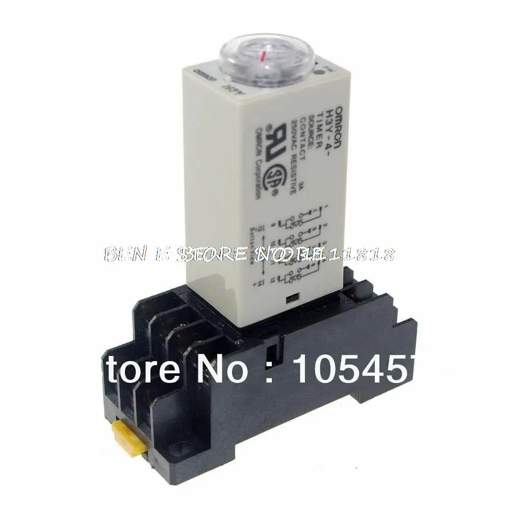 

1pcs 12VDC/24VDC/24VAC/110VAC/220VAC 24V H3Y-4 Power On Time Delay Relay Timer0.5~10Min 4PDT 14Pin&Socket 3A