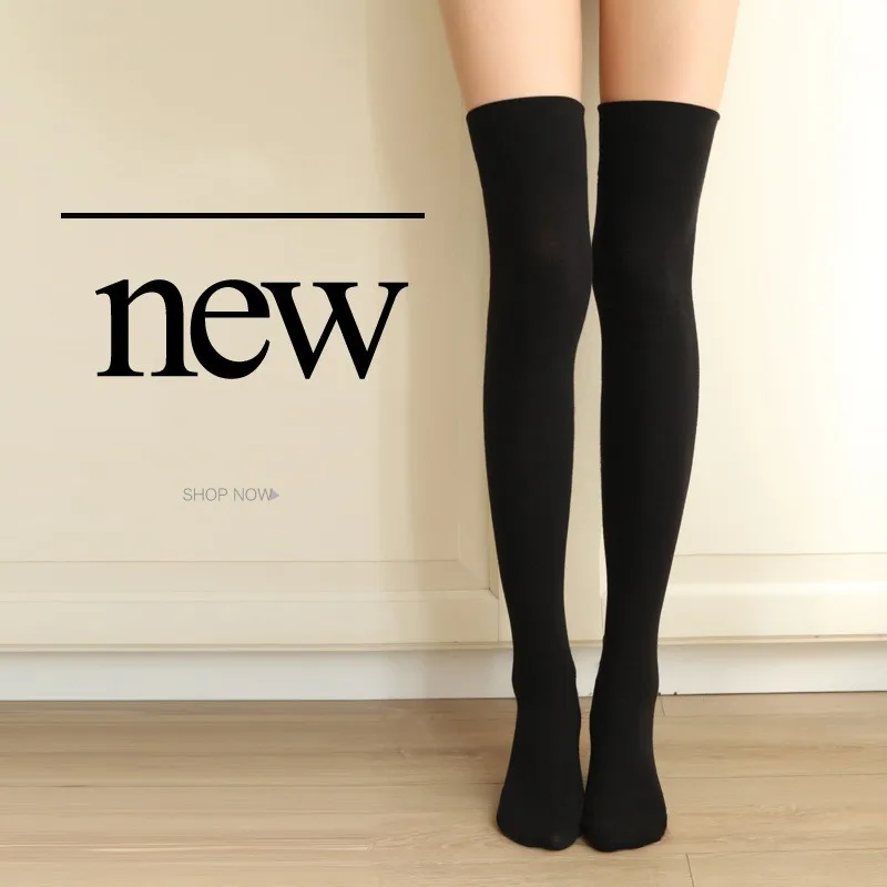 4 Colores Manera Mujeres Muslo Sobre Rodilla Calcetines Largos Algodón Medias