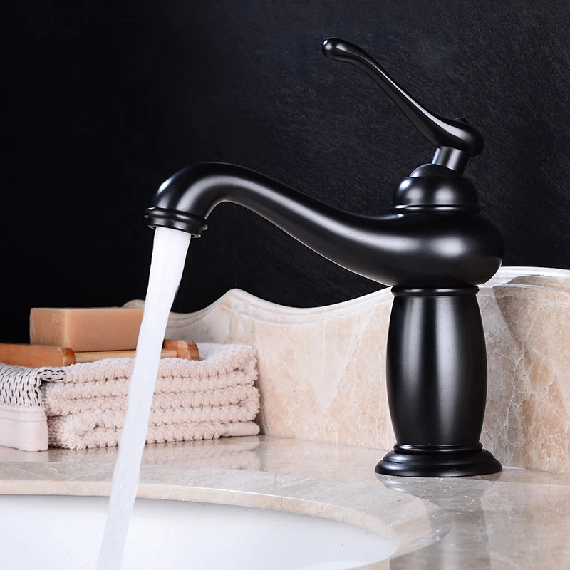 

Copper Bathroom faucet European antique Hot and cold retro lamp wash basin Under counter basin faucet