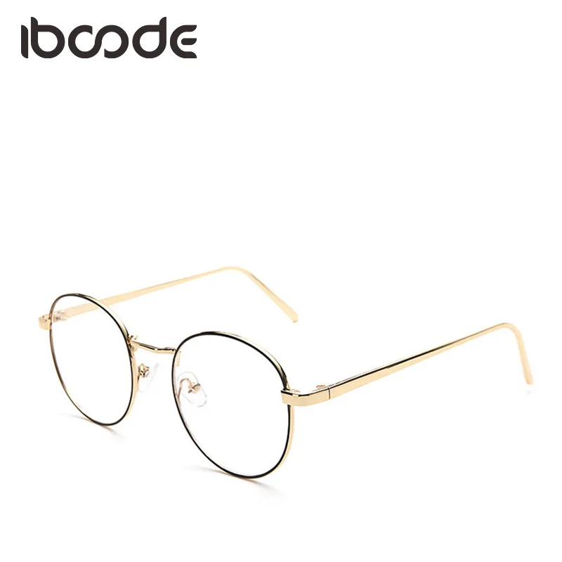 

iboode Round Metal Frame Glasses Women Men Clear Lens Eyeglasses Myopic optical nerd Transparent Student Retro Plain Glasses