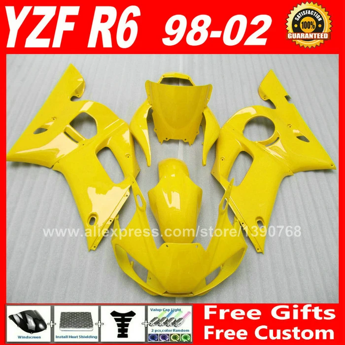 Светло желтый обтекатель комплект для YAMAHA YZF R6 98 99 00 01 02 DIY пластик X6L8 1998 1999 2000 2001 2002