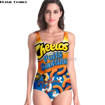 

2019 Hot Cheetos Women's Ladies Sleeveless Sexy Cosplay French fries food 3D Printed Beach Swimwear One Piece Swimsuit-18