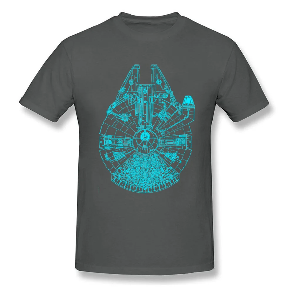 Blue Millennium Falcon Design Tops T Shirt for Men All Cotton Summer Fall Round Collar T-shirts Slim Fit Sweatshirts Discount Blue Millennium Falcon carbon