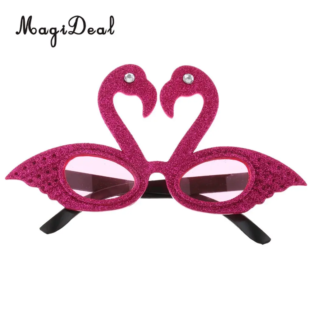 Hawaiian Tropical Glitter Flamingo Party Glasses Fancy Dress Up