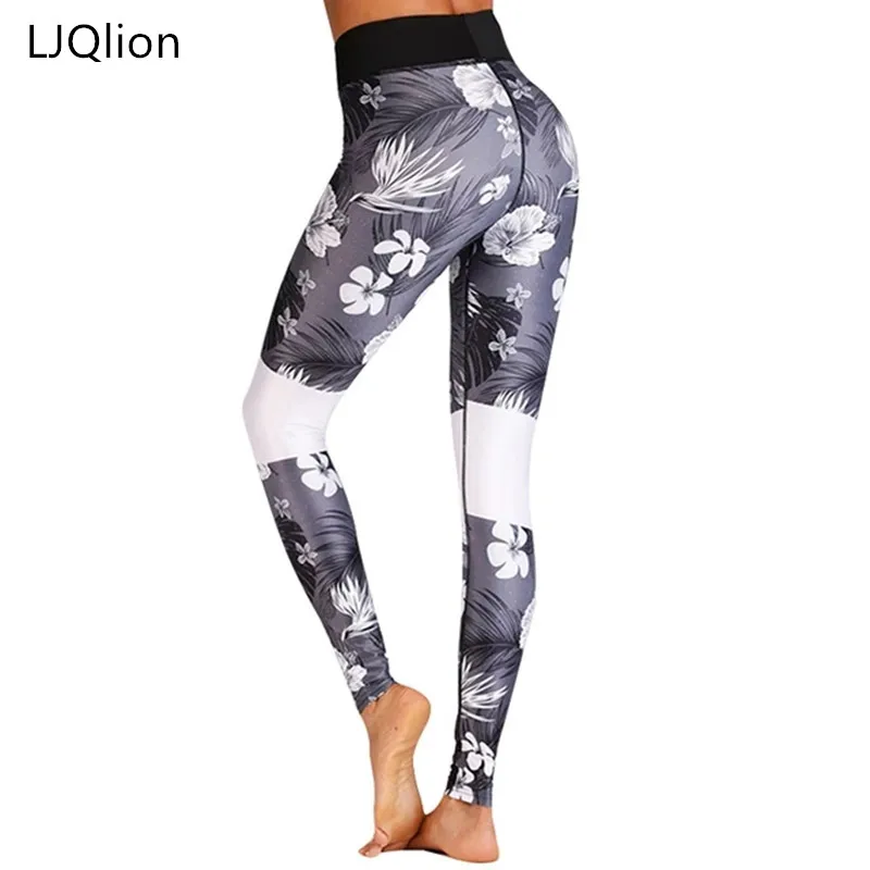 

LJQlion Yoga Leggings Sport Women Fitness Legging Slim Stretch Running Tights Women Leggins Elastic Female Trousers