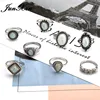 JUNXIN 8pcs/set Boho Female Midi Ring Sets Antique Silver Color Metal Marquise Teardrop Oval Round Rainbow Fire Opal Ring Women ► Photo 3/6