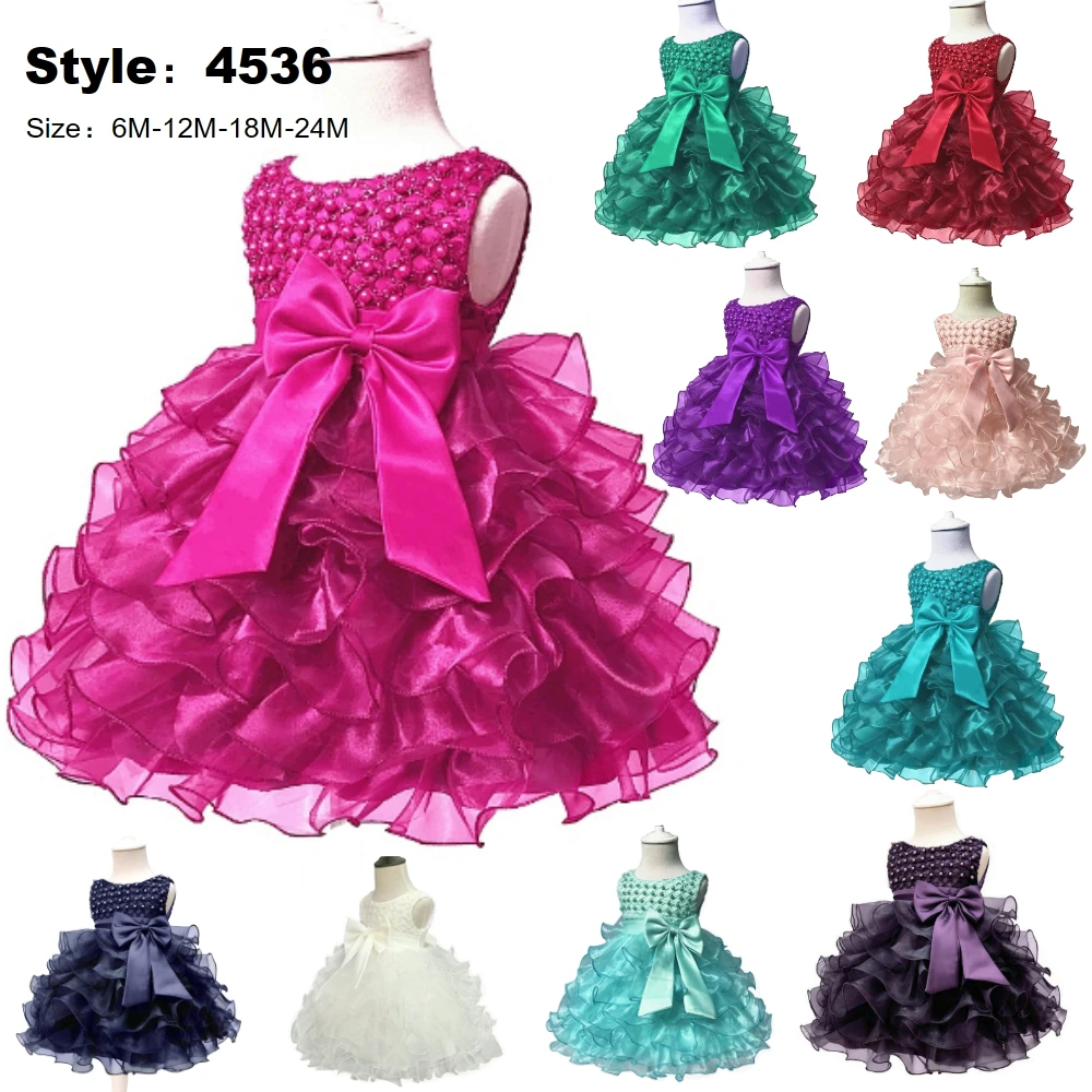 

Free Shipping 0-2 years Infant Dresses 2018 New Arrival Fuchsia Baby Dress For 1 Year Girl Birthday TUTU Christening Gowns Solid
