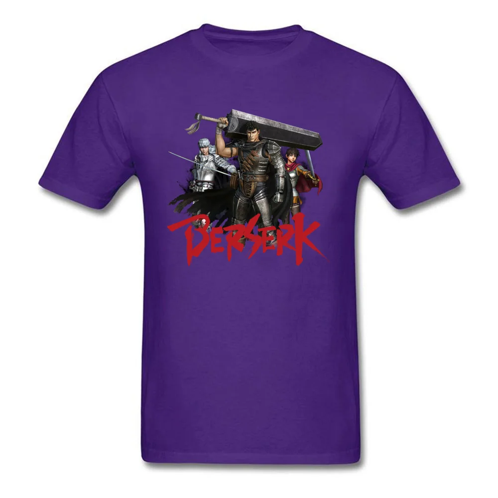 Comic berserk O-Neck Top T-shirts Summer/Autumn Tops Shirt Short Sleeve Hot Sale Pure Cotton Printed On Tee Shirt Street Mens Comic berserk purple