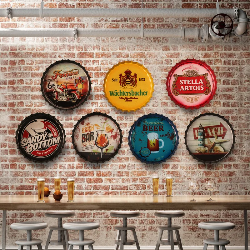 

42cm Creative Retro Bottle Cap Signs Beer Cafe Bar restaurant Decoration Plates Iron wall hanging Art Plaque Vintage Home Decor