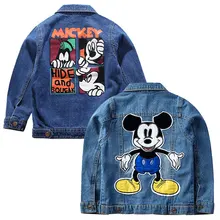 Children Mickey Denim Jackets Coat 2019 Hot Autumn Kids Fashion Printing Outerwear For Baby Boys Girls Hole Jeans Coat 3-7Years fashion children boys denim jackets coat baby boys tracksuits clothing casual turn down jeans coat autumn outwear top for boys