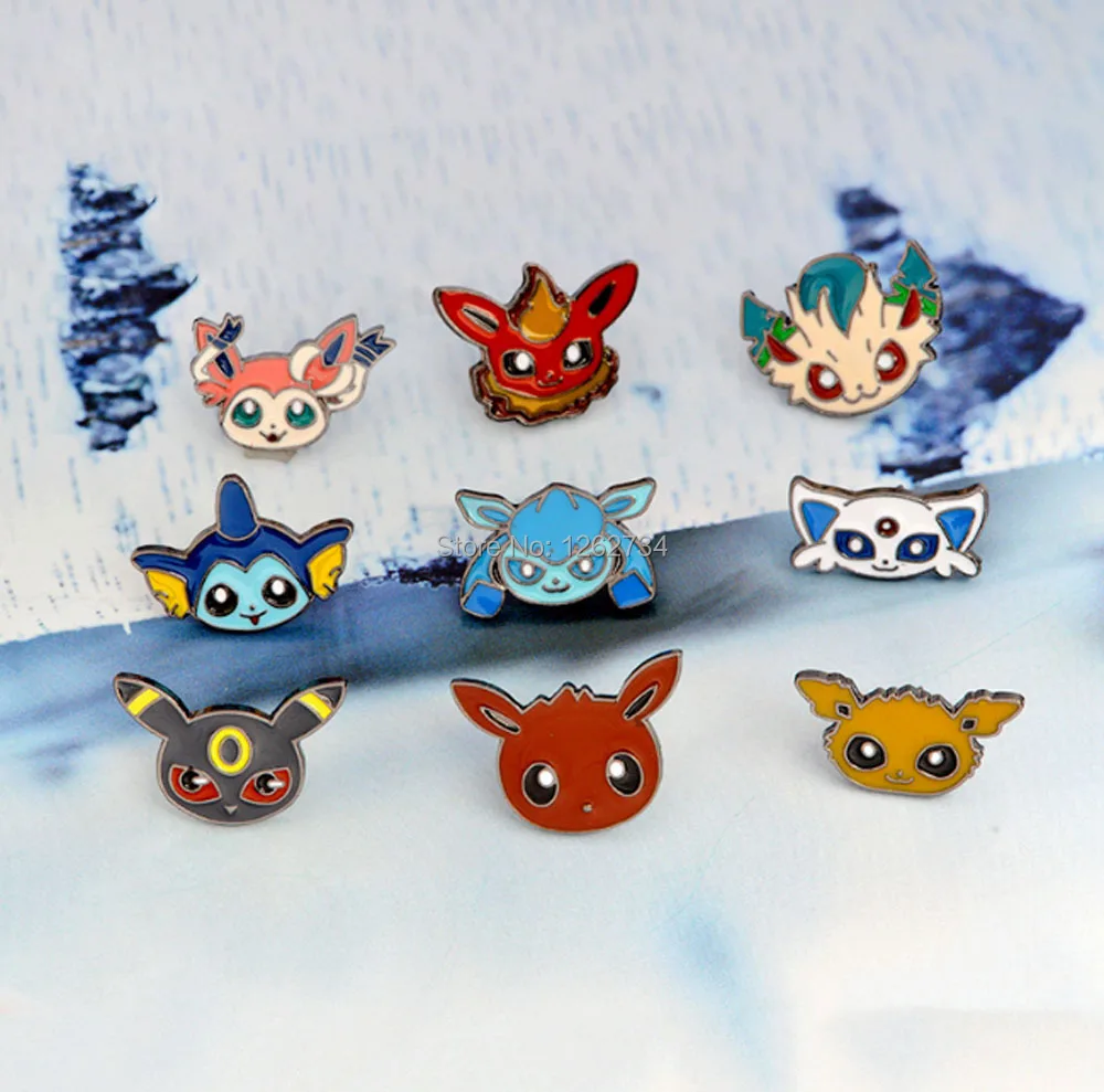 9 видов стилей Eevee Sylveon Umbreon vaporion Flareon Jolteon Espeon Glaceon Leafeon металлическая брошь фигурки