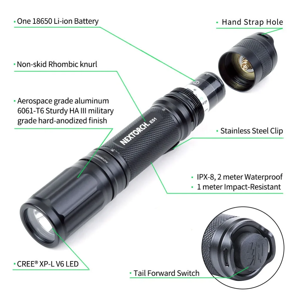 NEX фонарь 1000 люмен 18650 тактический фонарь USB высокой мощности перезаряжаемый светодиодный фонарь для охоты рыбалки на открытом воздухе