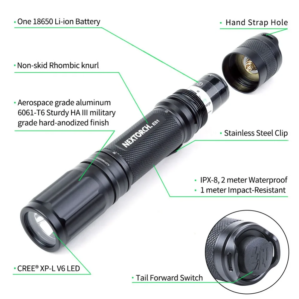 NEXTORCH 1000 Lumens 18650 Tactical Flashlight USB High Power Rechargeable Led Flashlight Torch for - 32846988372