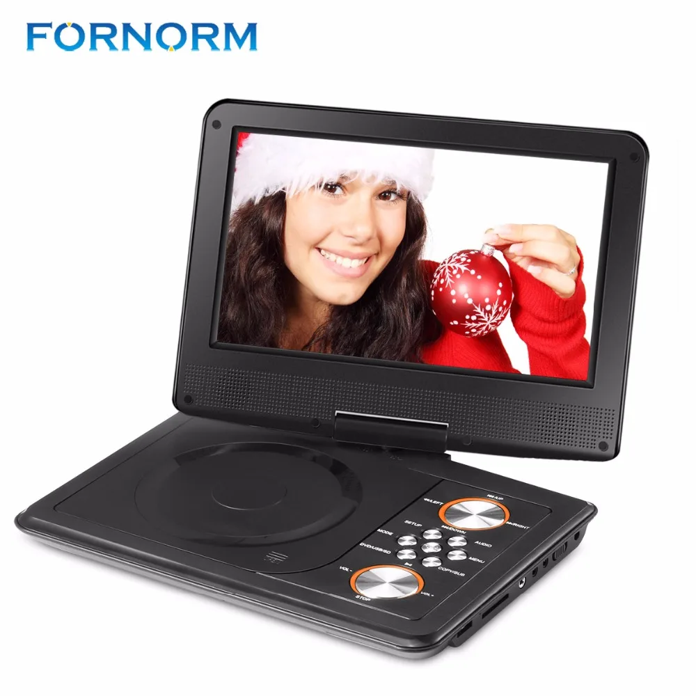 FORNORM Mini DVD Player 1600mAh 9" Portable DVD Player CD Player with