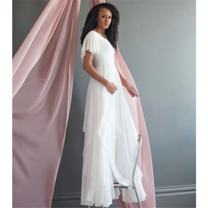 Beach Wedding Dress vestido de noiva In Stock Plus Size Spaghetti Straps Chiffon Gowns Bridal Dresses | Свадьбы и торжества