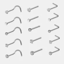 1 шт Стальные Шпильки для носа, кольца для ушей, пирсинг в ноздри, циркониевые кольца для носа, винтовые изогнутые пирсинг кольца, пирсинг тела, Украшения Женских колец